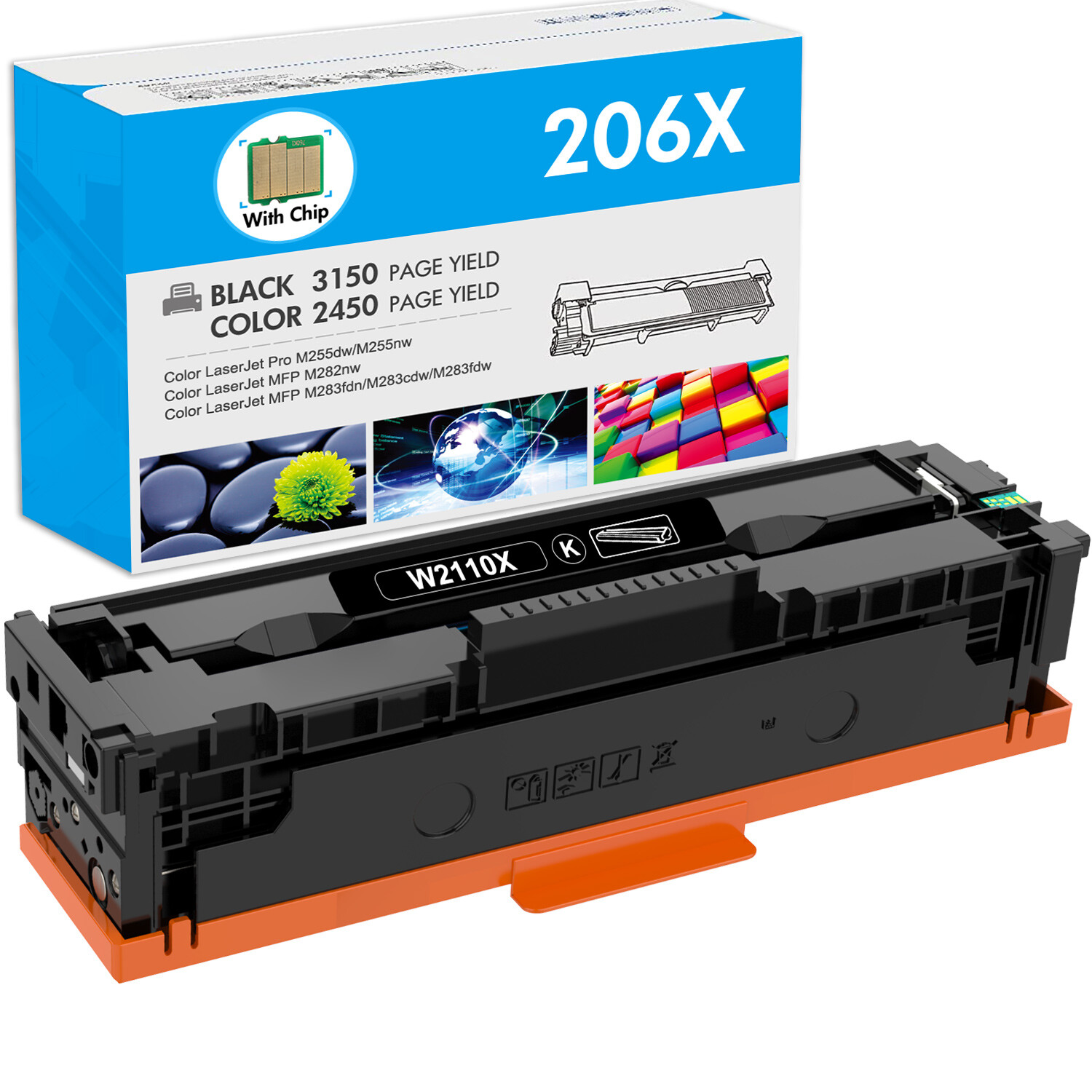 【WITH CHIP】W2110X -3X Premium Toner for HP 206X LaserJet Pro M283fdw M282 M283