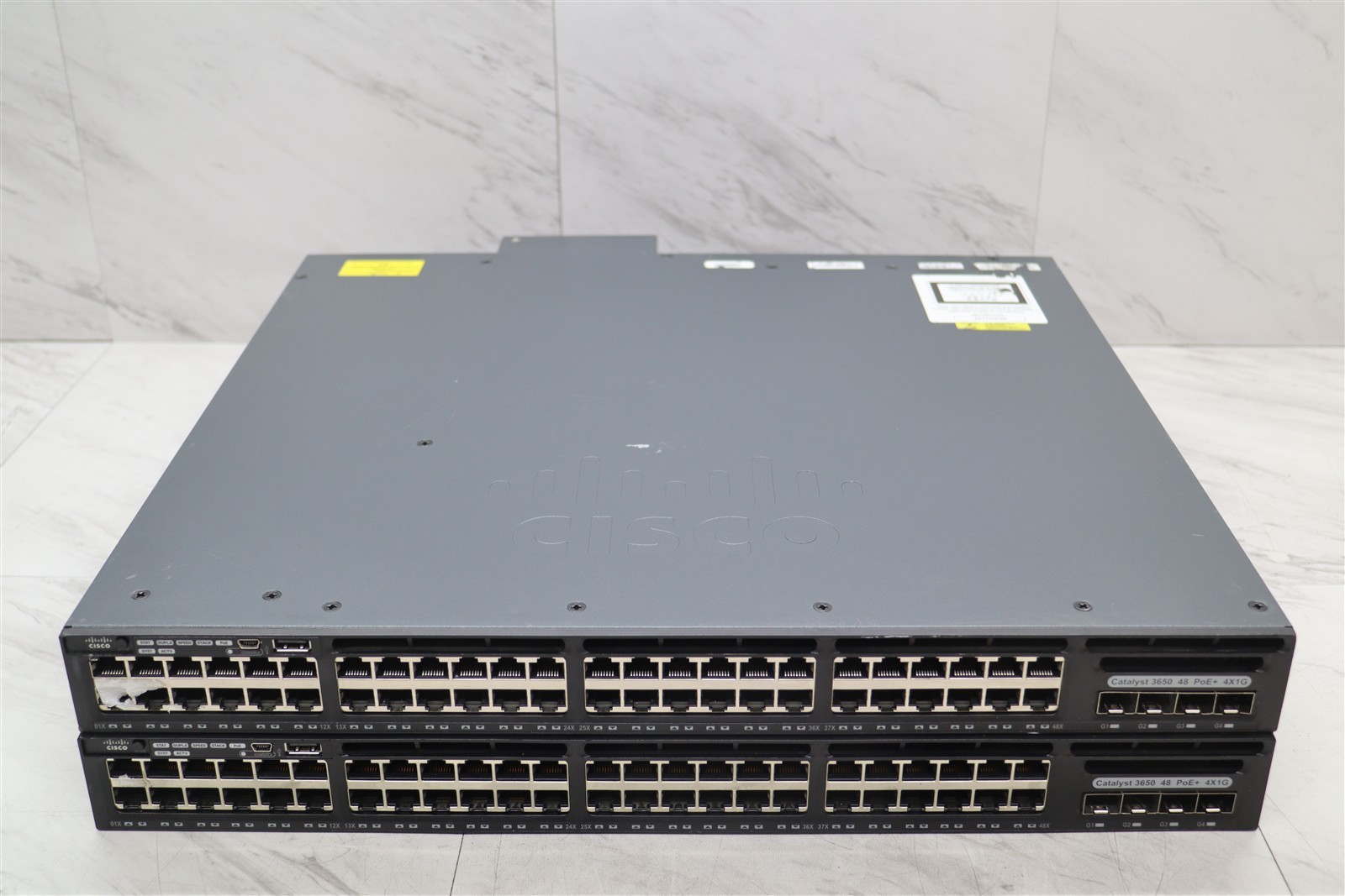 2 LOT - Cisco WS-C3650-48FS-E 48-Port Gigabit PoE+ Network Switch w/ 1025W PSU