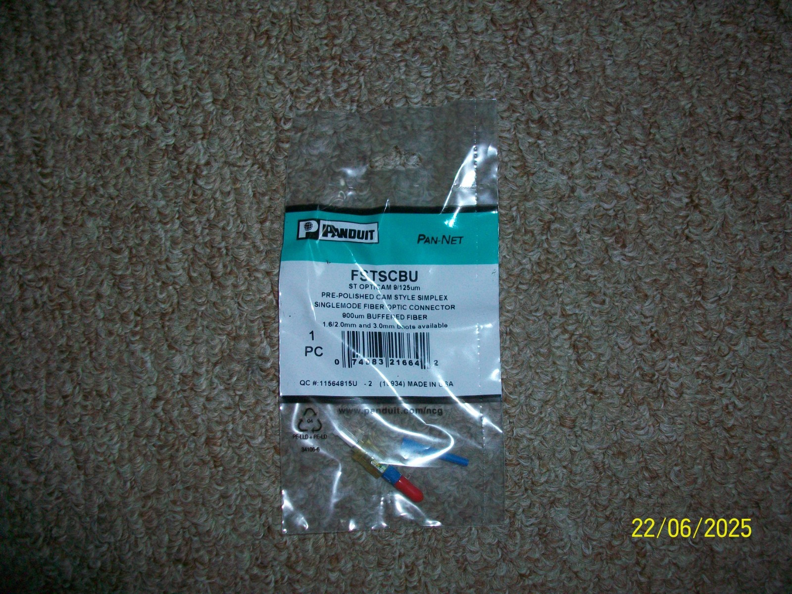 Panduit FSTSCBU Opticam SC Simplex OS1/OS2 Singlemode Fiber Connector-lot of 10