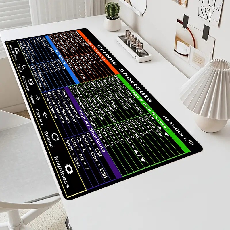 Chrome Shortcuts Cheat Sheet Mouse Pad Large Rubber AntiSlip Desk Pad for Espo