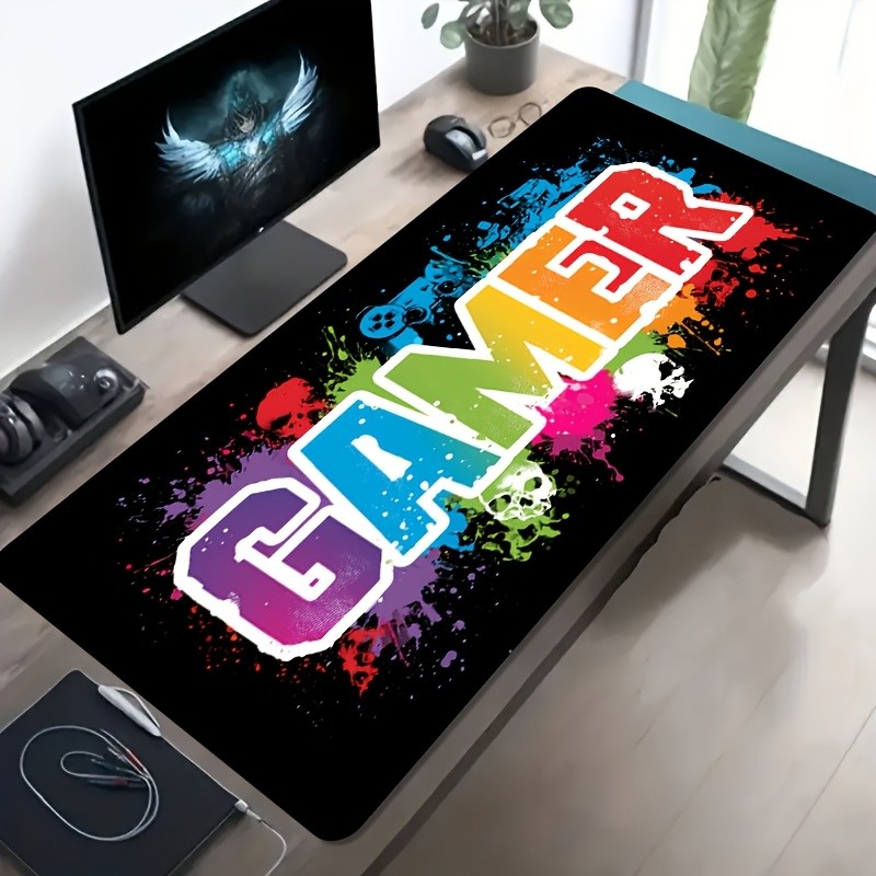 1pc Large-sized Esports Gaming Mouse Pad with Spray-painted Graffiti of a Skul