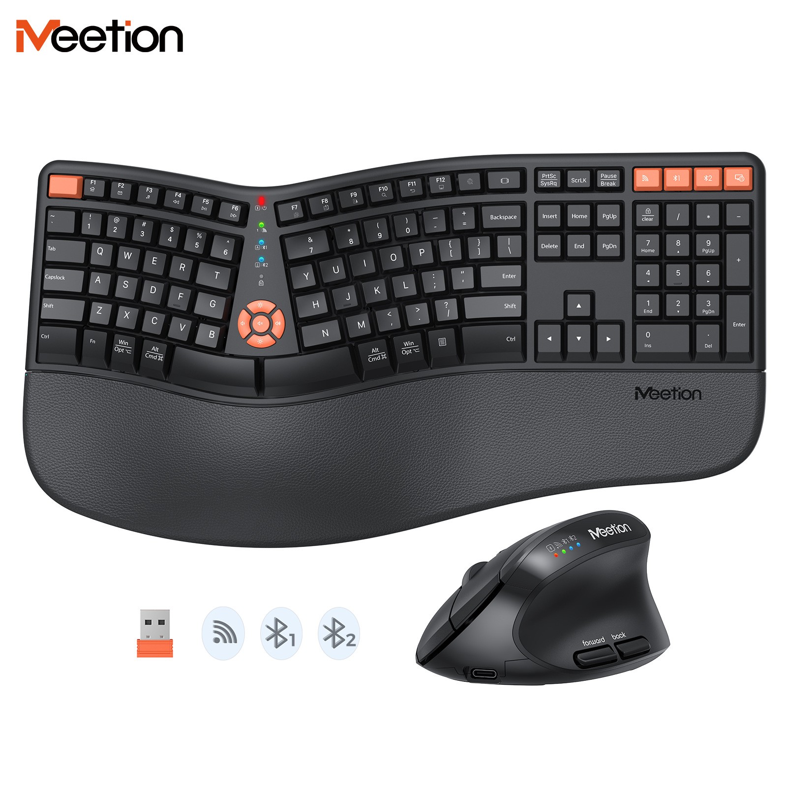Meetion Wireless Ergonomic Keyboard Mouse Set Bluetooth Cordless 2.4G Laptop AU