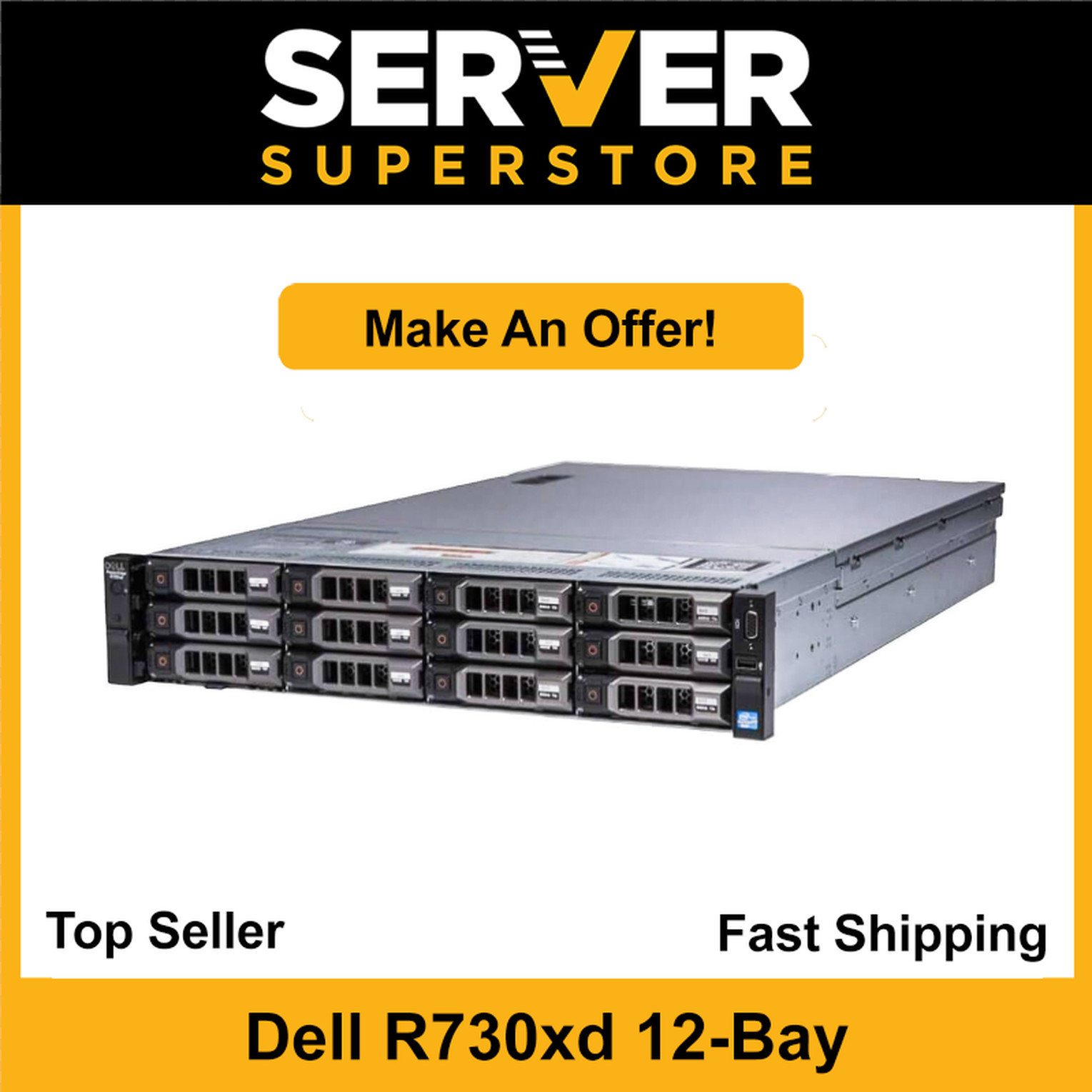 Dell PowerEdge R730XD Server 2x E5-2650 V4 = 24 Cores H730 32GB RAM 4x trays