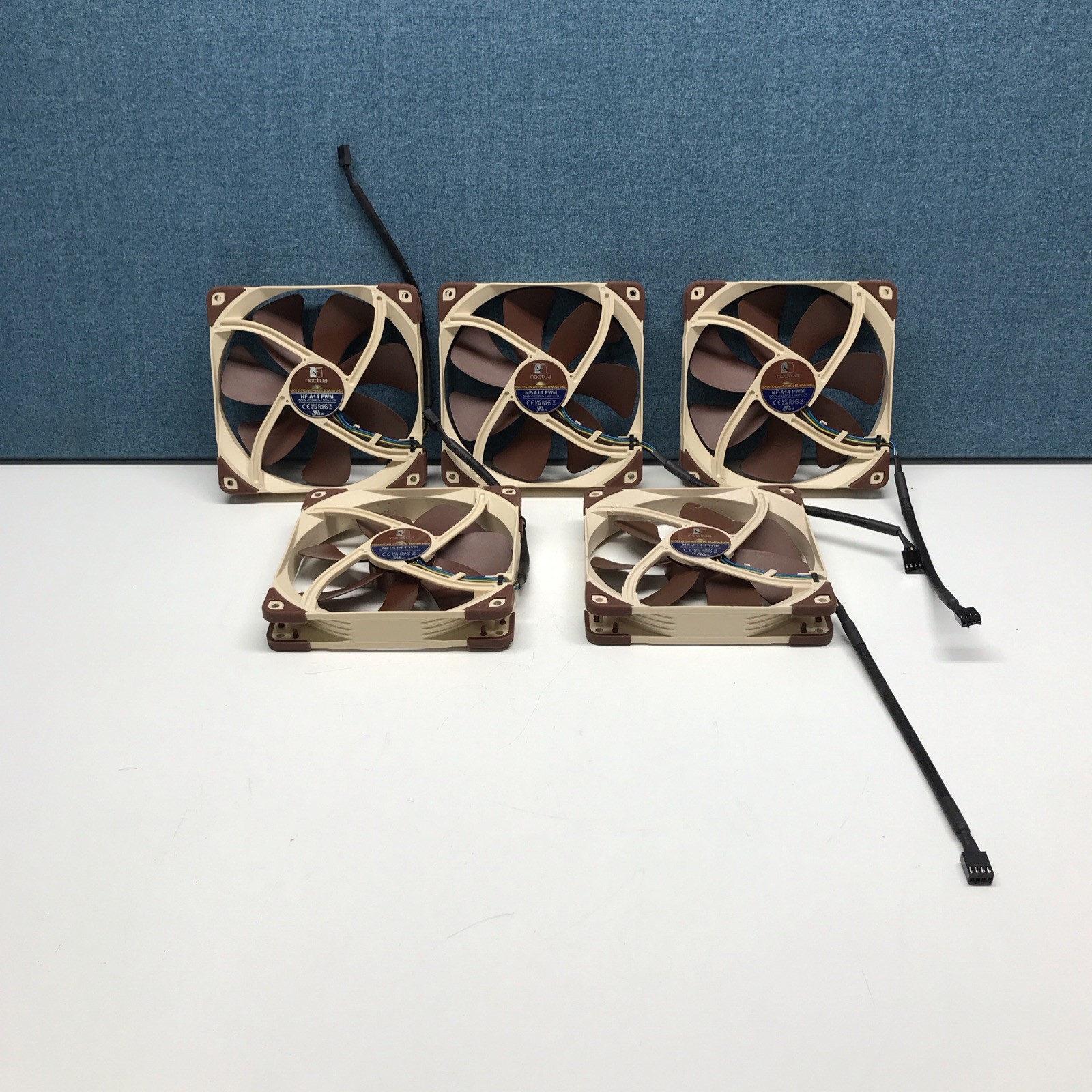 Lot Of 5 Noctua NF-A14 PWM 140mm SSO2 Case Fan 1500 RPM 4-Pin Brown Beige