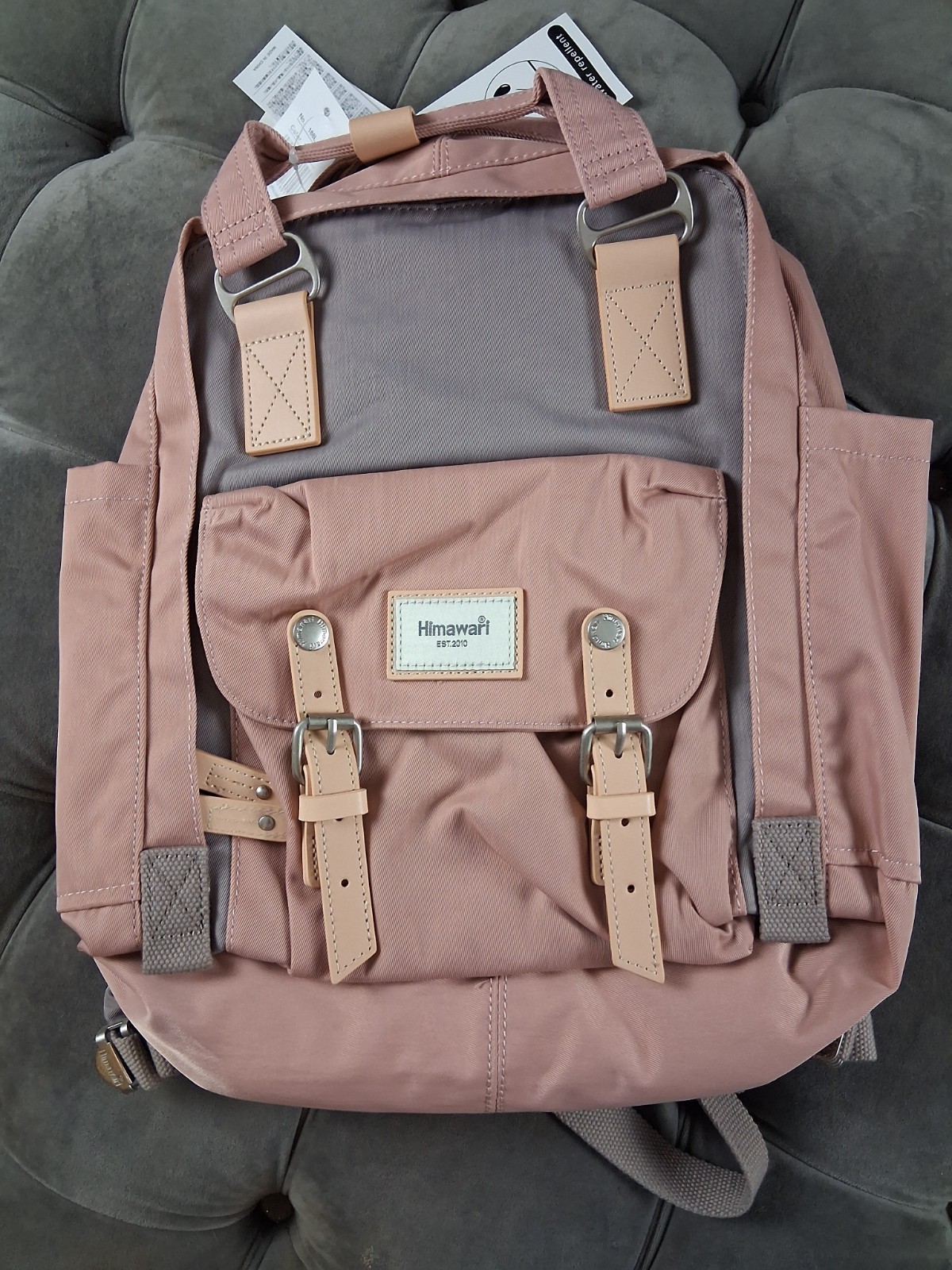 Himawari Women's Backpack , Pink+gray, Regular Pink&gray