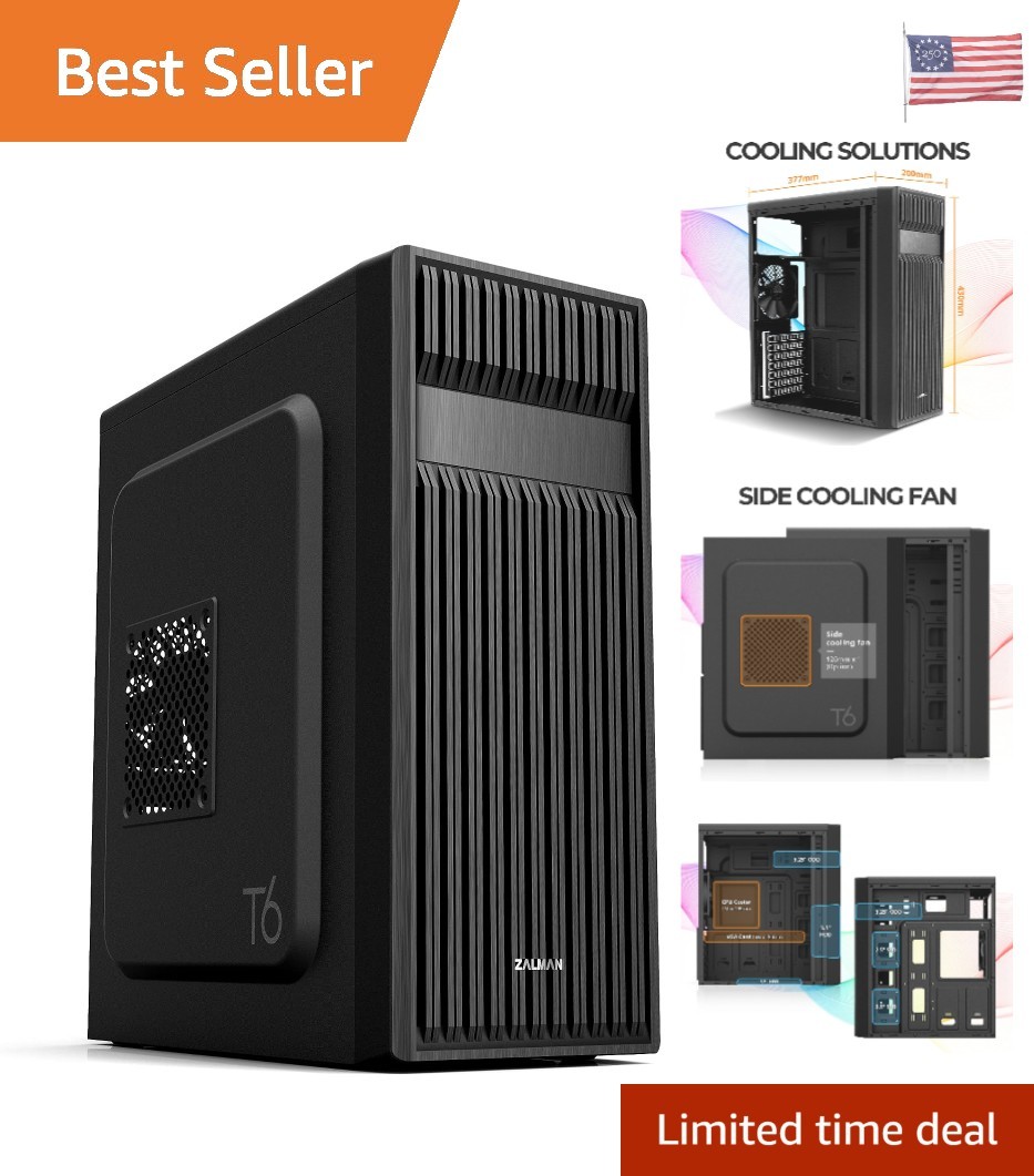 Durable T6 Alloy Steel Mid-Tower Case with Mesh Design & USB Connectivity, Black