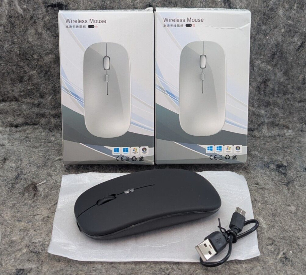 2 x Wireless Travel Rechargable Mouse w/ USB Dongle - Black 🔥New🔥