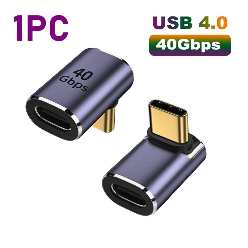 USB C 90 Degree Adapter, Right Angle L Shape USB Type C Male to Female