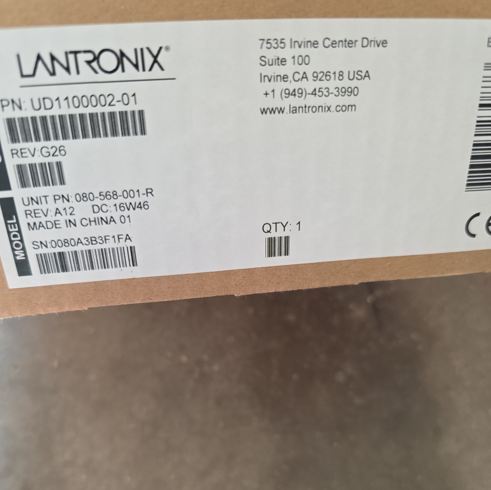 Lantronix UD1100002-01 one Port Device Server, 100-240 VAC - 1x DB-25 , 1x RJ-45