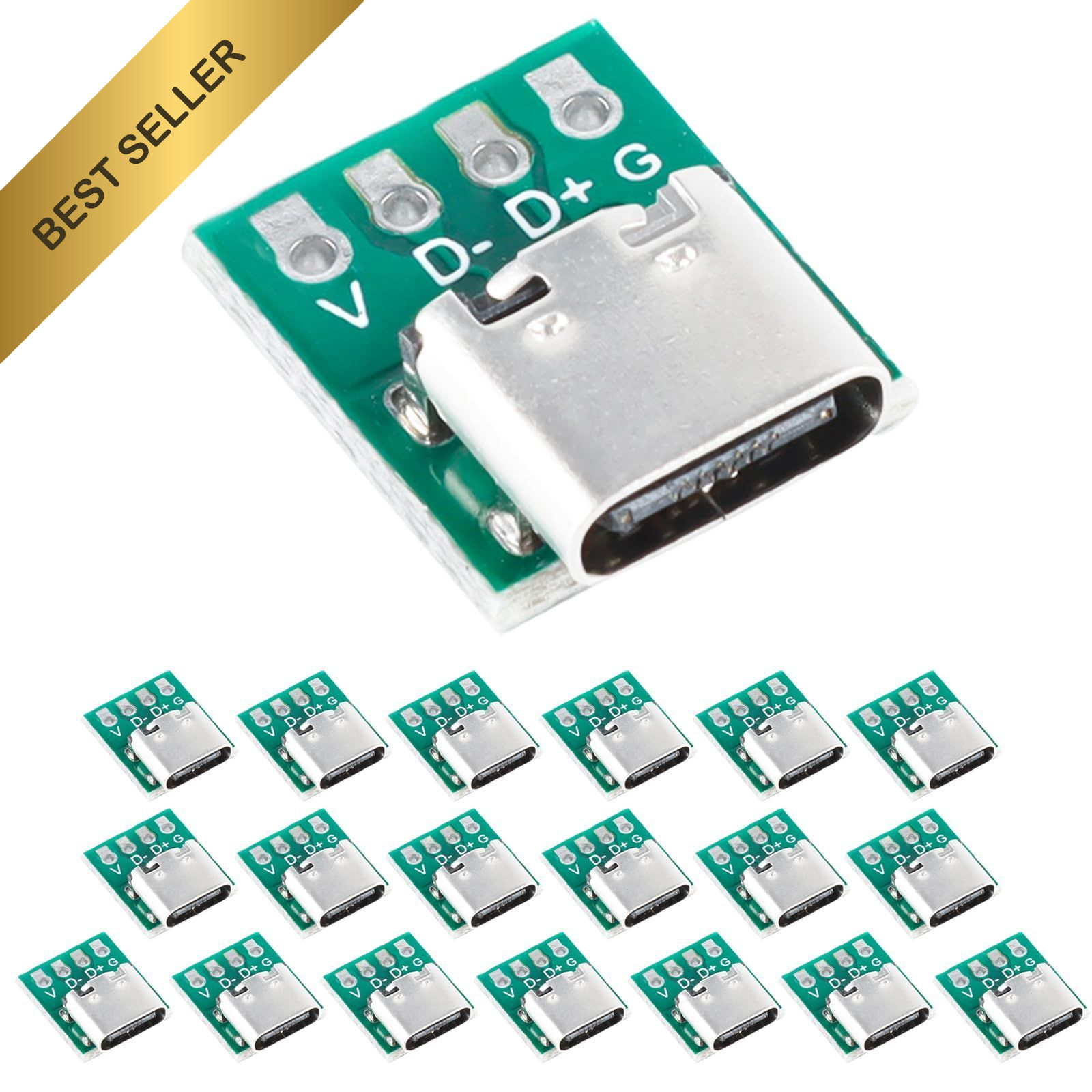 20 Pcs USB 3.1 Type C Female Breakout Board DIY Connector PCB Converter Modules