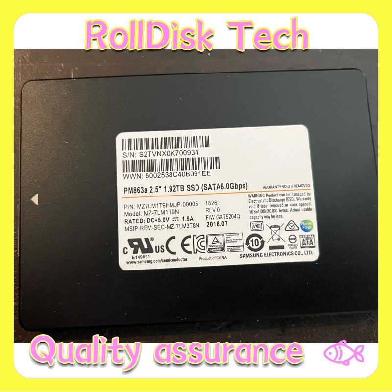 Used Samsung PM863a 2.5"1.92TB SSD SATA 6.0Gpbs Solid State Drive MZ-7LM1T9N