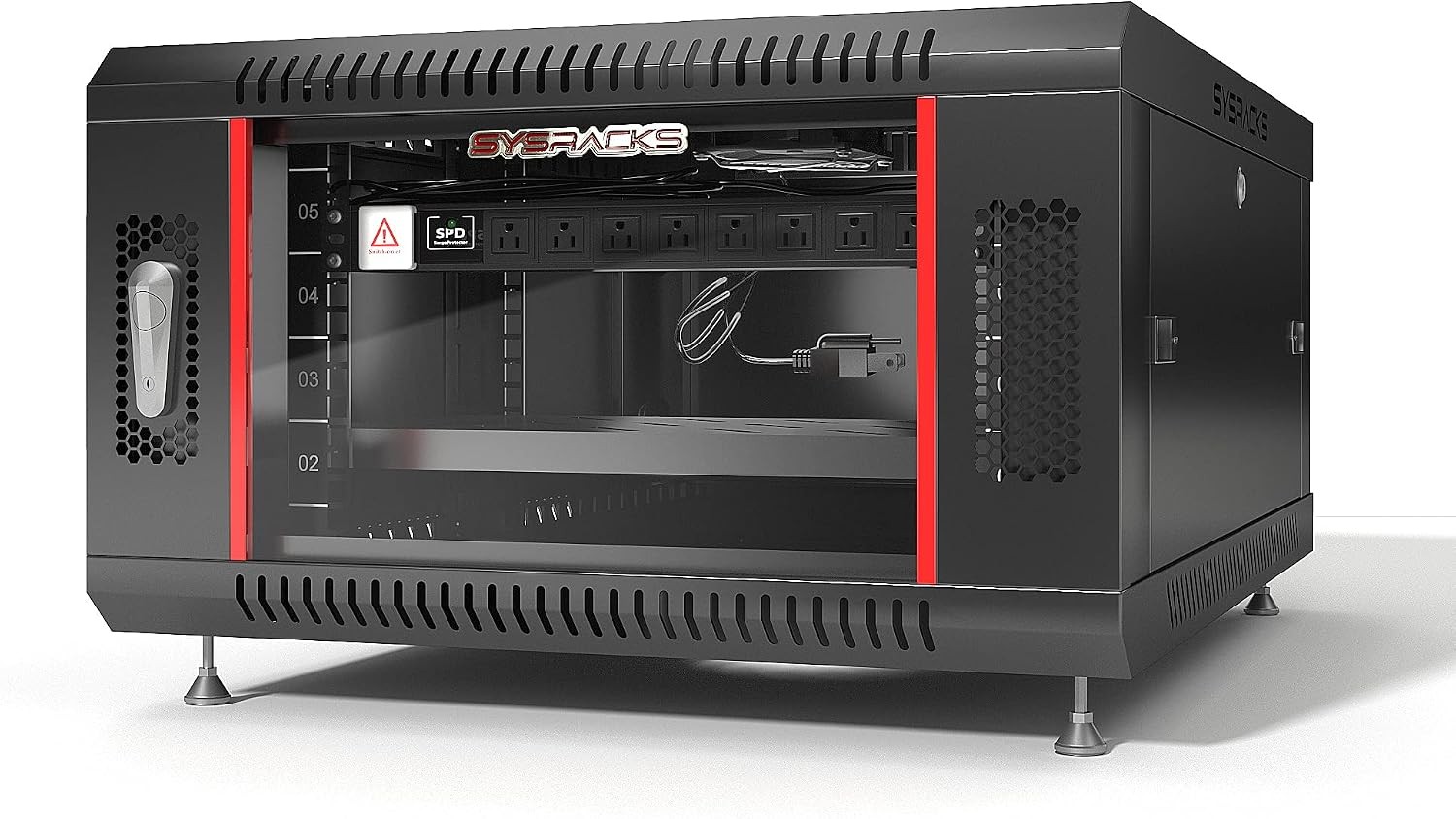 6U Wall Mount Server Rack 18" Deep 19-Inch EIA-310 | Fan shelf 8-outlet