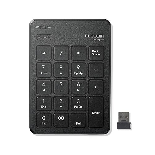 ELECOM USB-A Numeric Keypad with Wireless Receiver Pantograph Thin Black