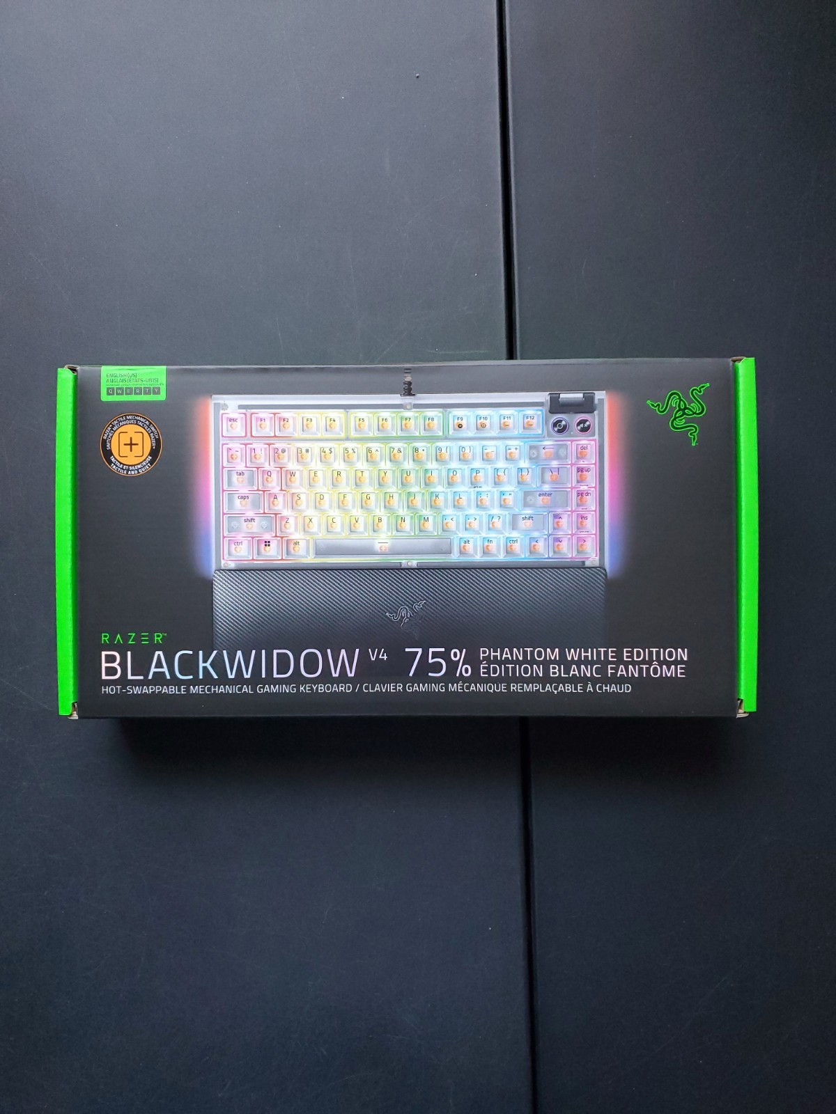Razer BlackWidow V4 75% Mechanical Keyboard Phantom White Edition NIB