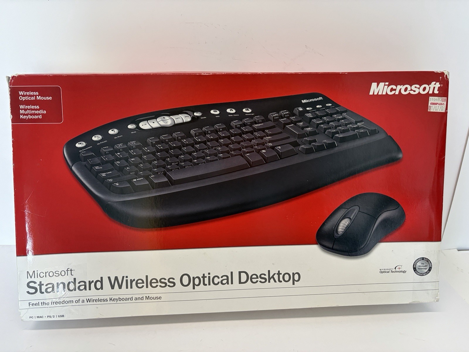Microsoft Wireless Multimedia Keyboard 1.1 Model 1014 w Receiver + Optical Mouse