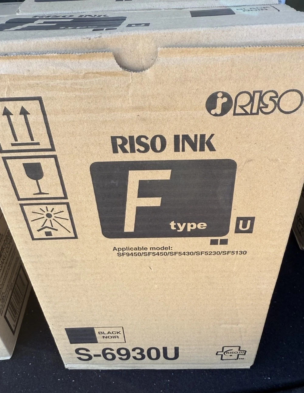 OEM RISO S-6930U F TYPE GENUINE BLACK INK BOX OF 2 BRAND NEW OEM SEALED