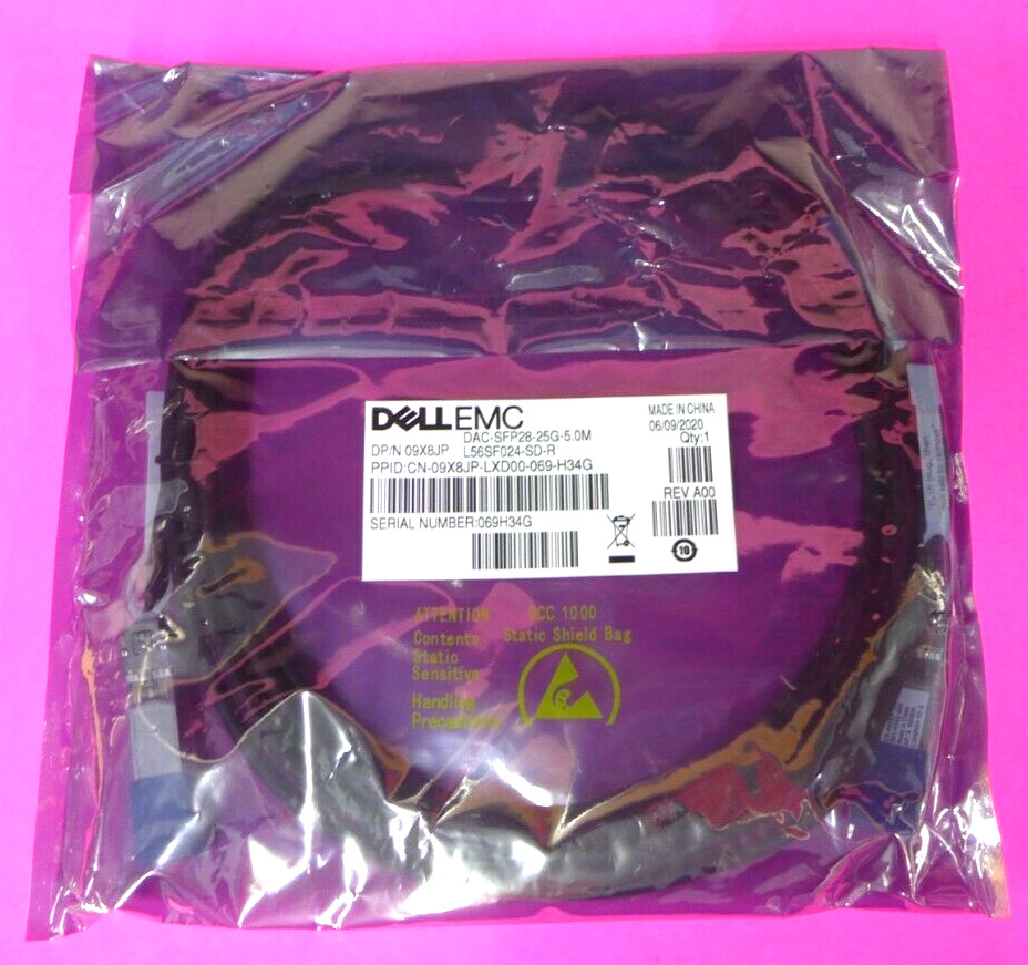 NEW Dell Copper 25G SFP28 to SFP28 Extension Cable 5M 9X8JP