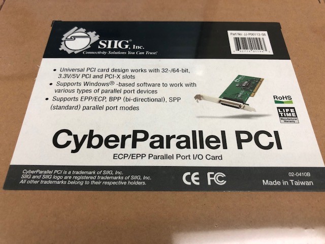 SIIG JJ-P00112-S6 Cyber Parallel PCI ECP/EPP Parallel Port I/O Card 32/64 bit