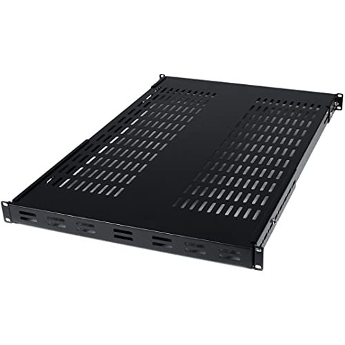 Rack Shelf 1U Vented Server Mount 19in Adjustable Depth 175lb Capacity
