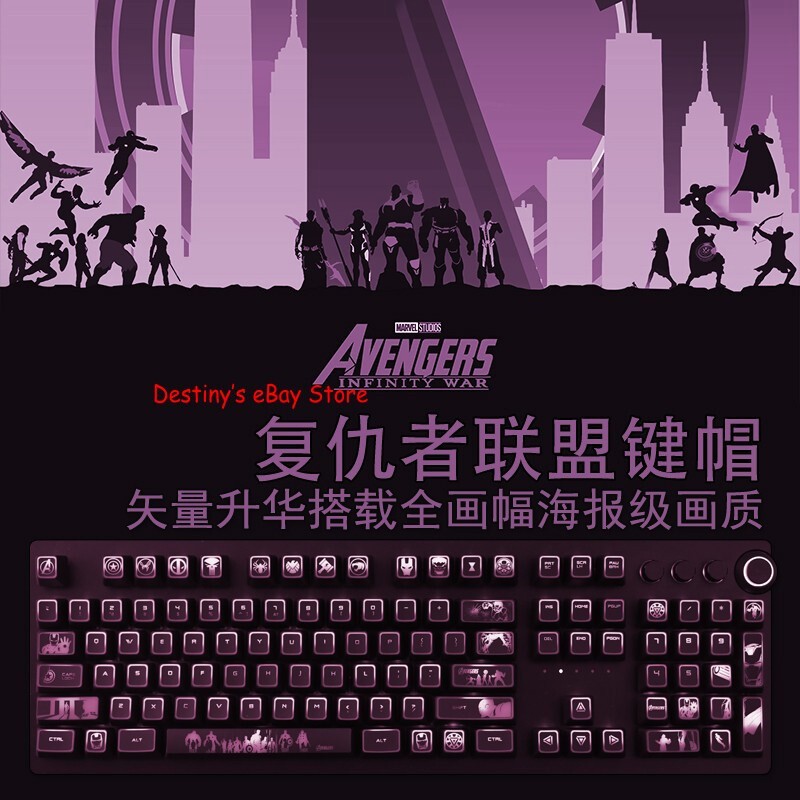 Marvel's The Avengers Keycaps RGB Transparent Keycaps for Mechanical Keyboard