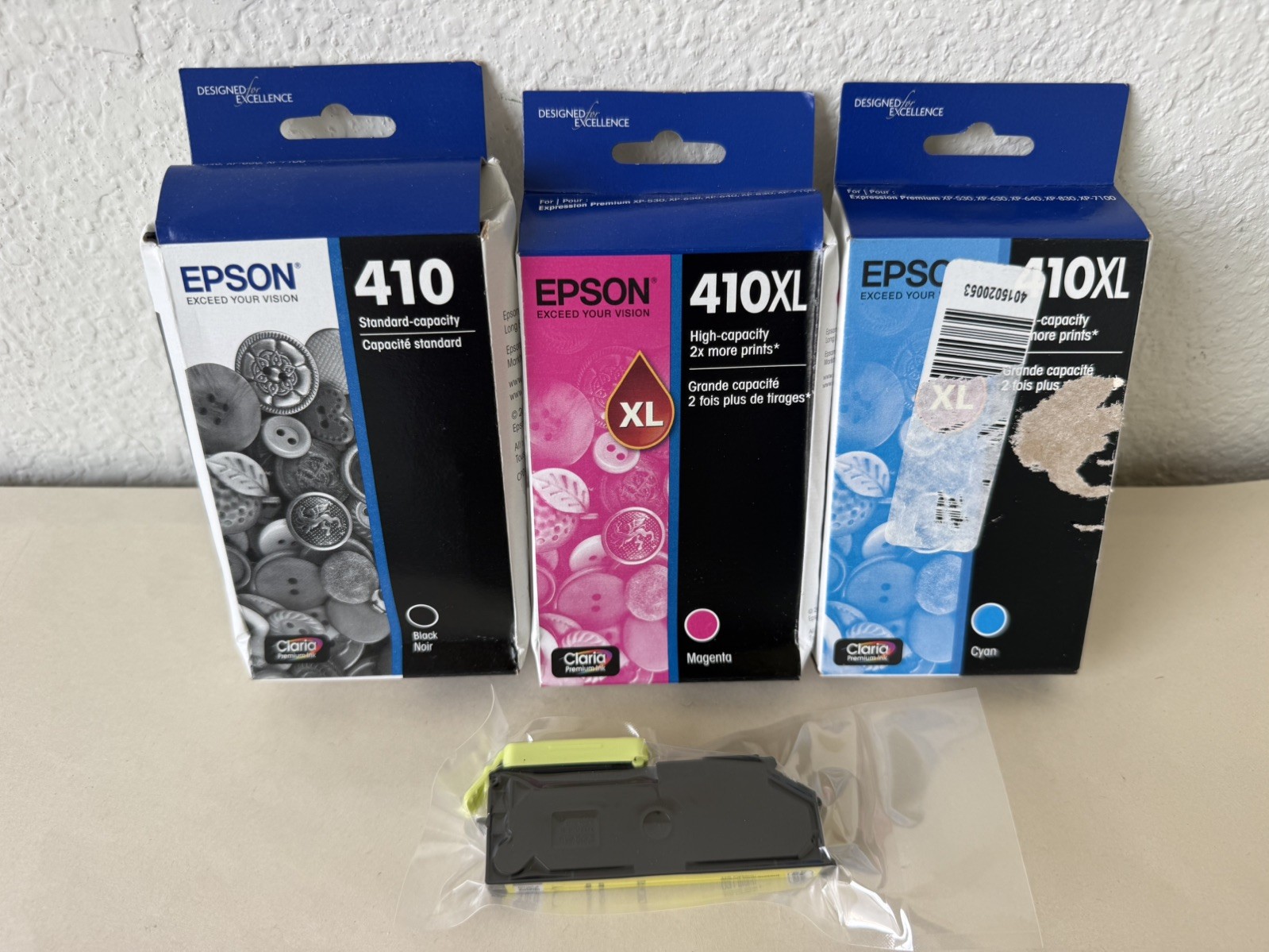 Lot 4 Cartridges Genuine Epson 410XL & 410 Ink Black Cyan Magenta Yellow