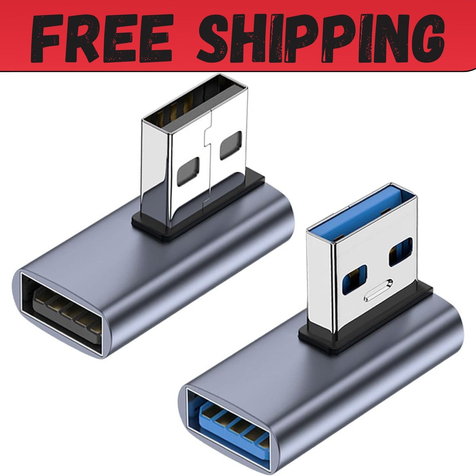 90 Degree USB 3.1 Adapter (2 Pack), Right and Left Angle USB A Male to Female...