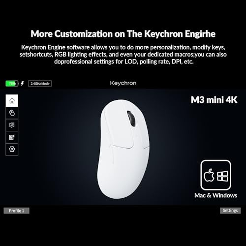 KEYCHRON M3 MINI 4K WIRELESS BLUETOOTH 5.1/2.4 GHZ/WIRED OPTICAL MOUSE, -  WHITE