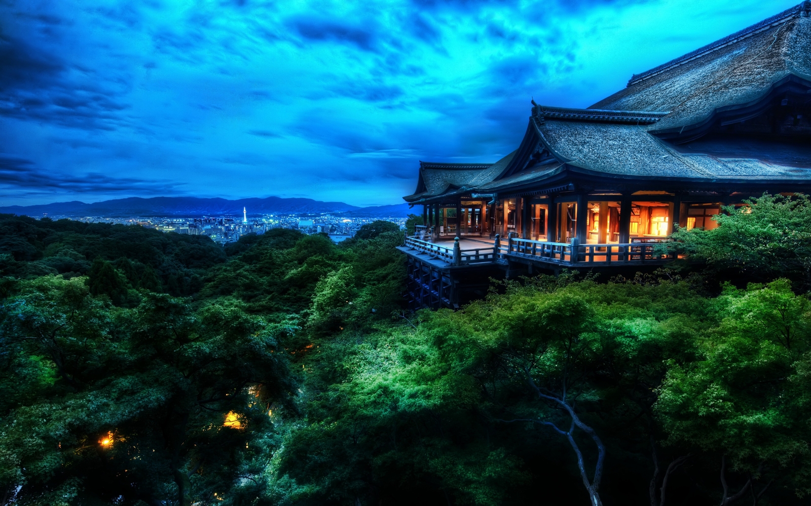 Landscape r forest architecture asia trees blue kyoto Custom Gaming Mat Desk