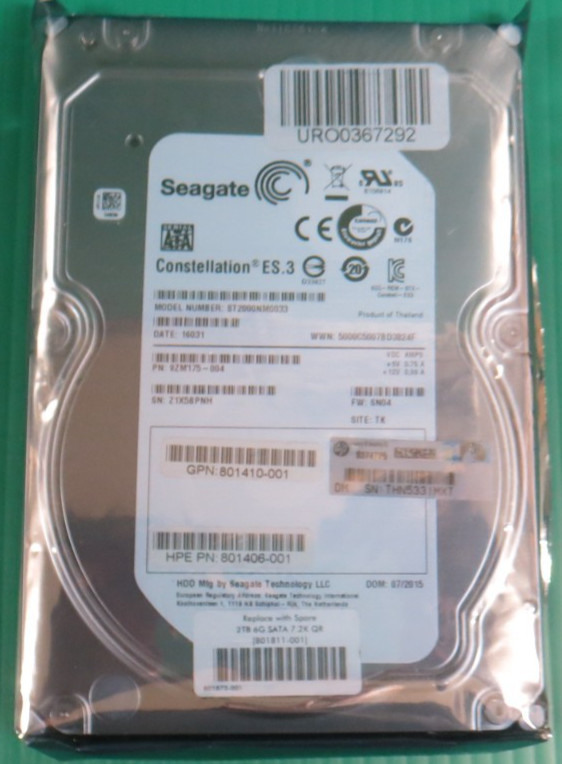 Seagate/HP 2TB / 128MB / SATA 7.2K / 3.5” HDD ST2000NM0033 / 801406-001 / REFURB