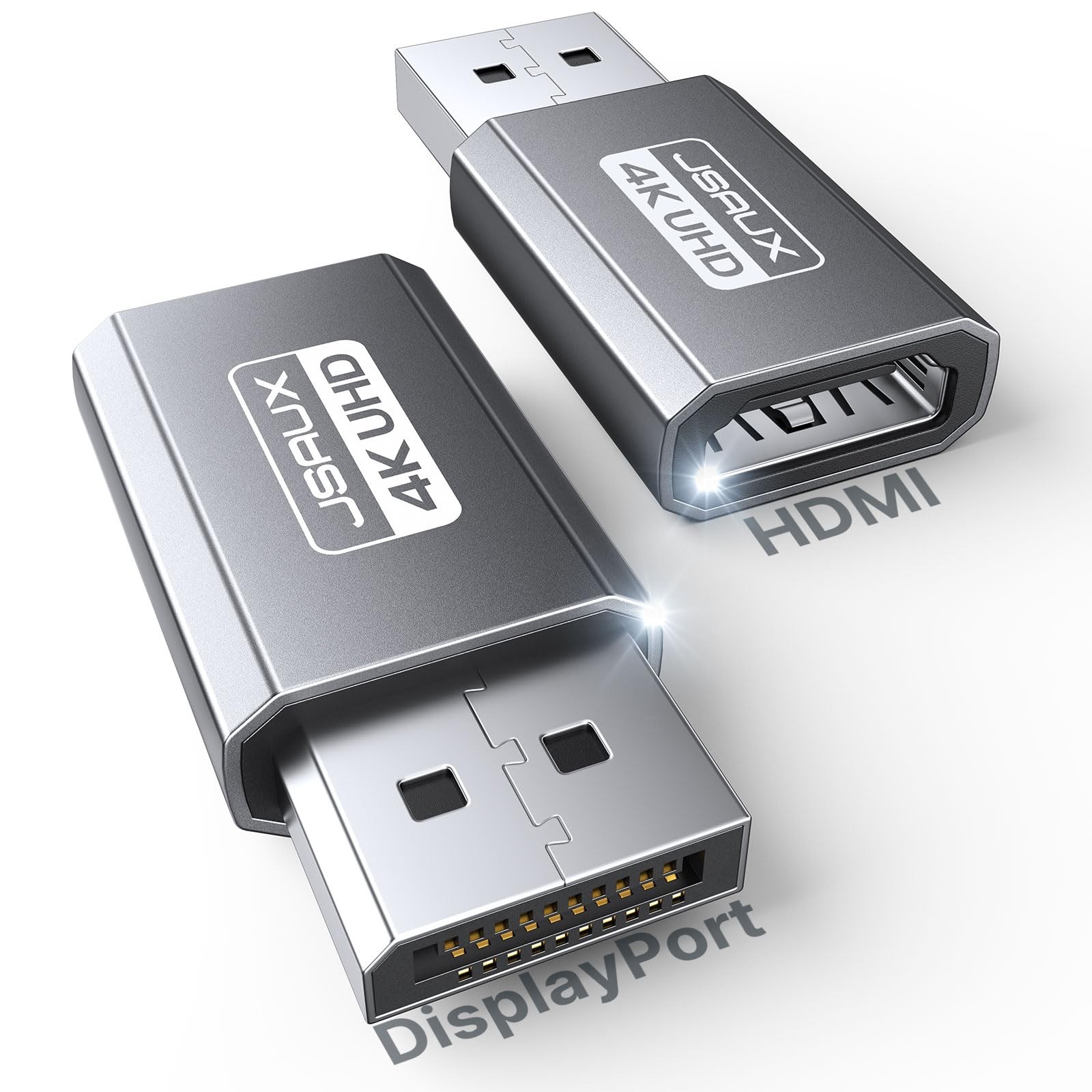 JSAUX 4K DisplayPort to HDMI Adapter 2-Pack, DP PC 2Pack, Grey 