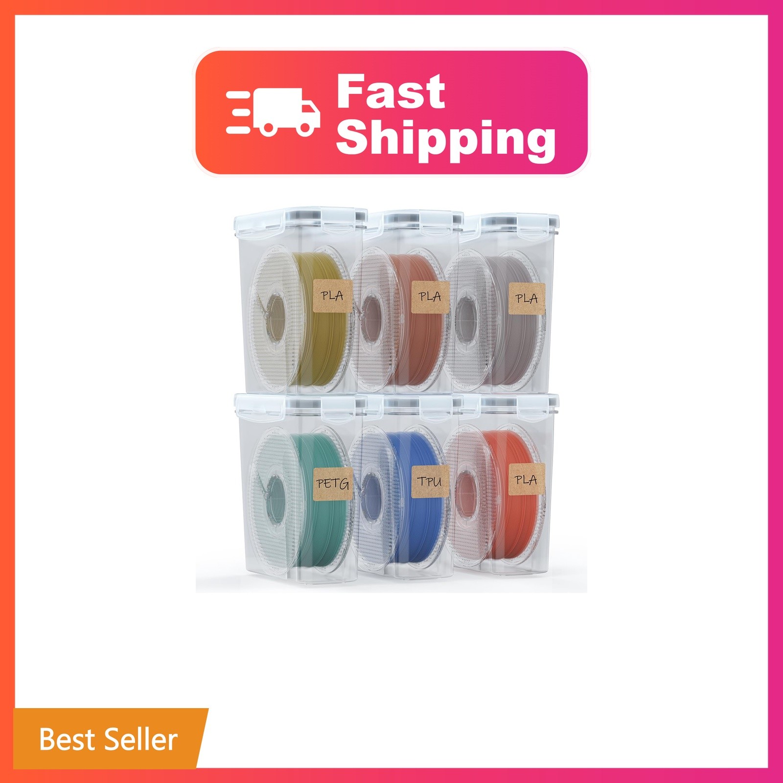 YOOPAI Filament Storage Box - 6 Pack Filament Container for 3D Printing Seali...