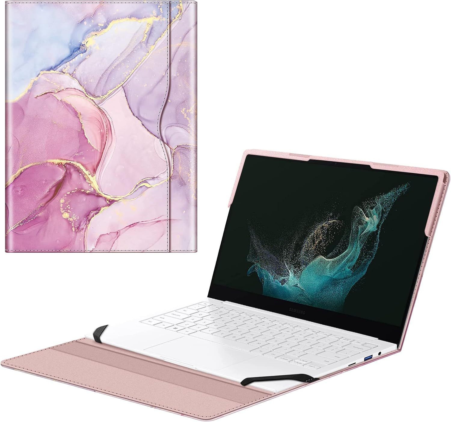 Sleeve for 13.3 Inch Samsung Galaxy Book, Glitter Marble, Card Pocket