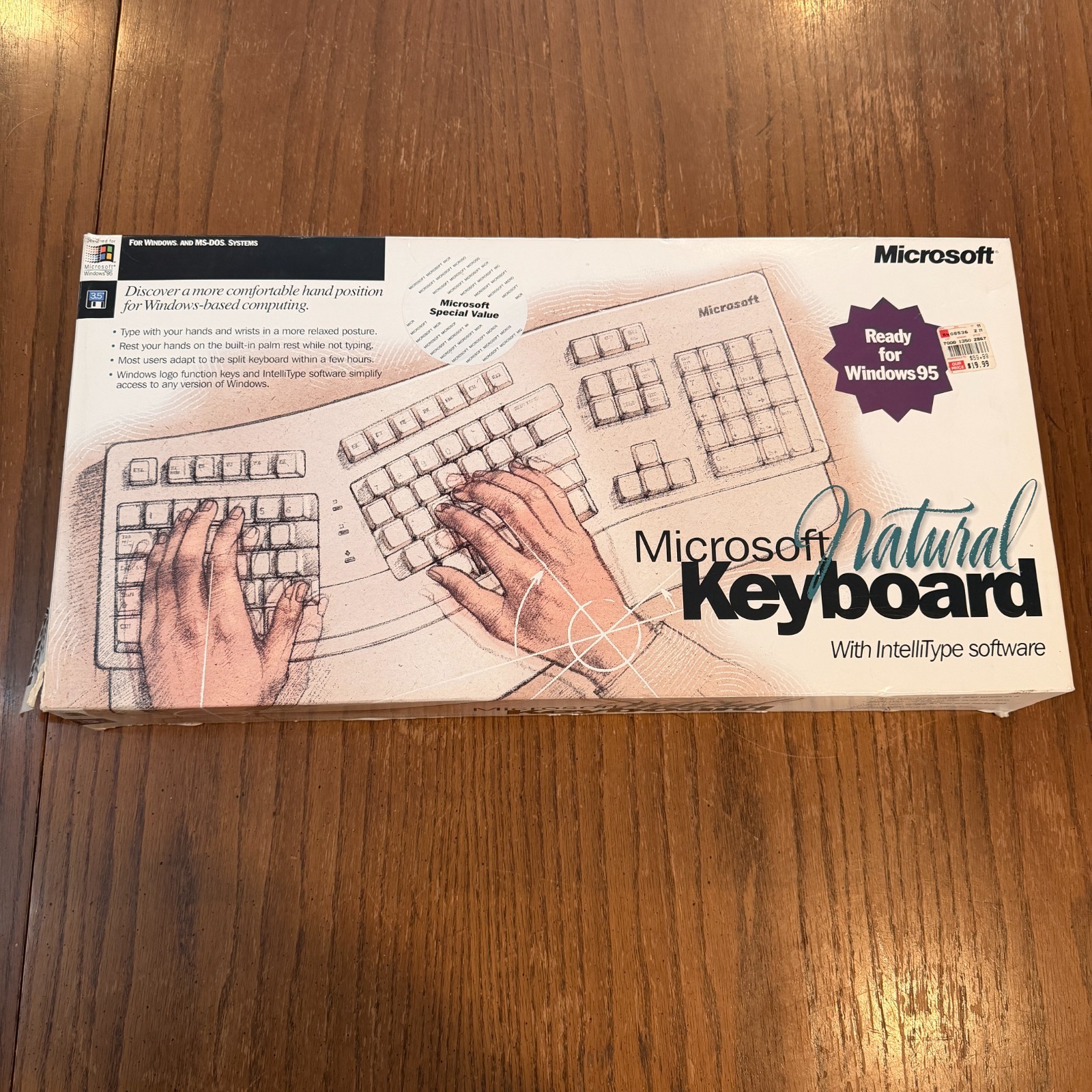 Vintage Microsoft Natural Keyboard 59758 PS/2 Windows 95 Original Box Tested