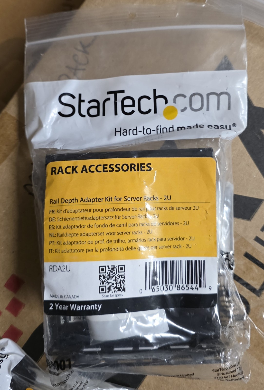 StarTech RDA2U Rail Depth Adapter Kit 2U for Server Rack Mounting Hardware
