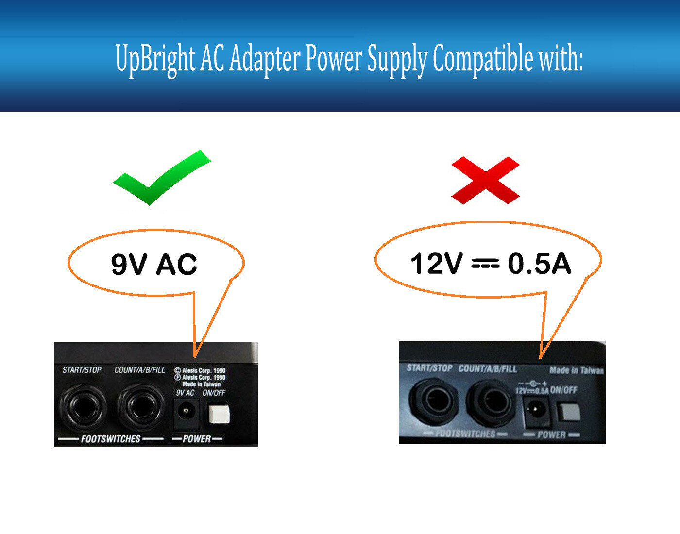 AC Adapter for Alesis SR-16 Stereo Electronic Digital Drum Machine Power Supply