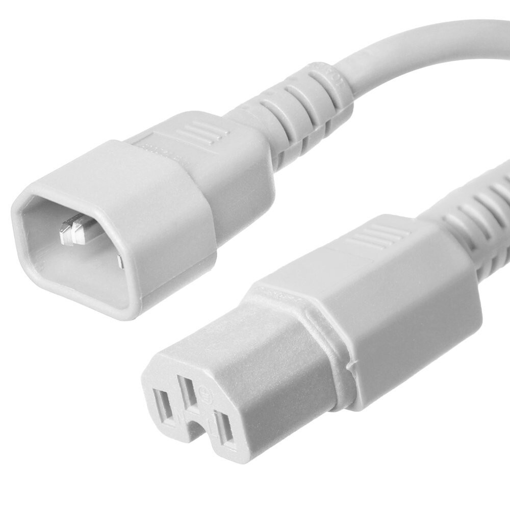 15 PACK LOT 2ft IEC C14 - C15 White Power Cord 14AWG 15A/1875W 100-250V 0.6M