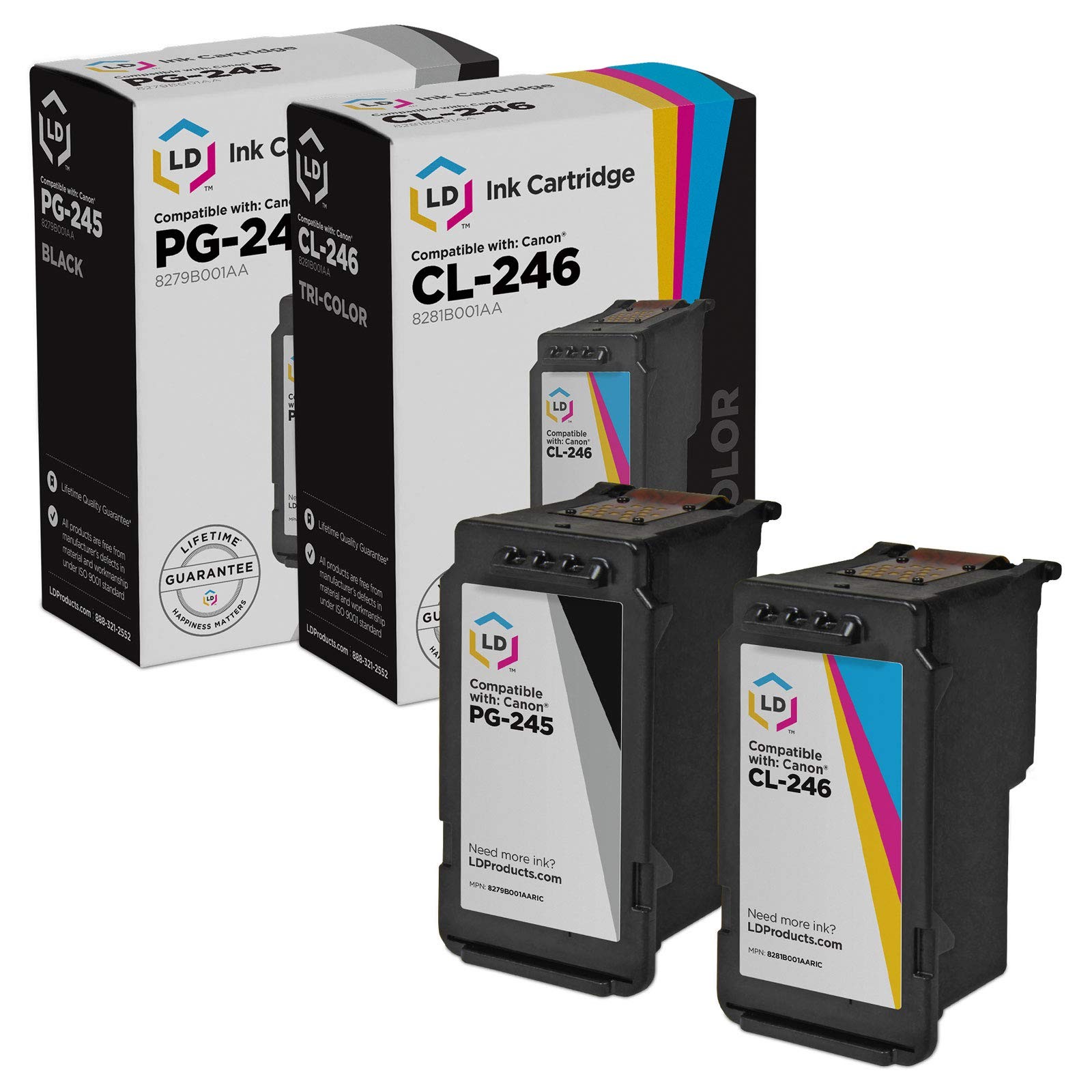 LD Replacement Canon PG-245 & CL-246 Ink Cartridges (1 Black & 1 Color)