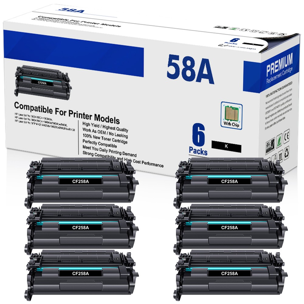 6PK 58A With Chip Toner for HP CF258A LaserJet Pro M304 M304n M304dn M430 M404dw
