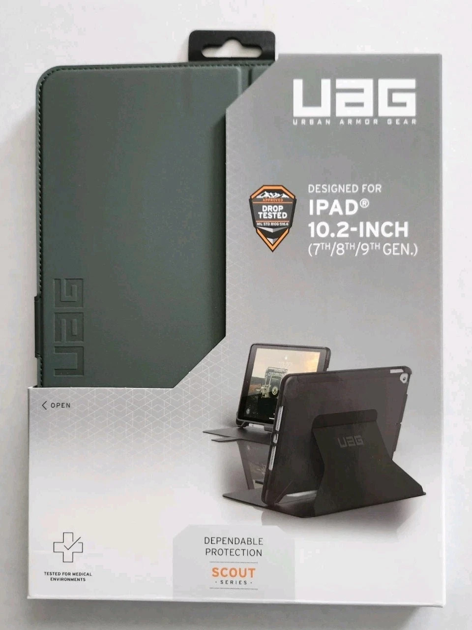 UAG iPad 10.2 Case 9th,  8th,  7th Genetation. Scout Folio Stand Black / Olive