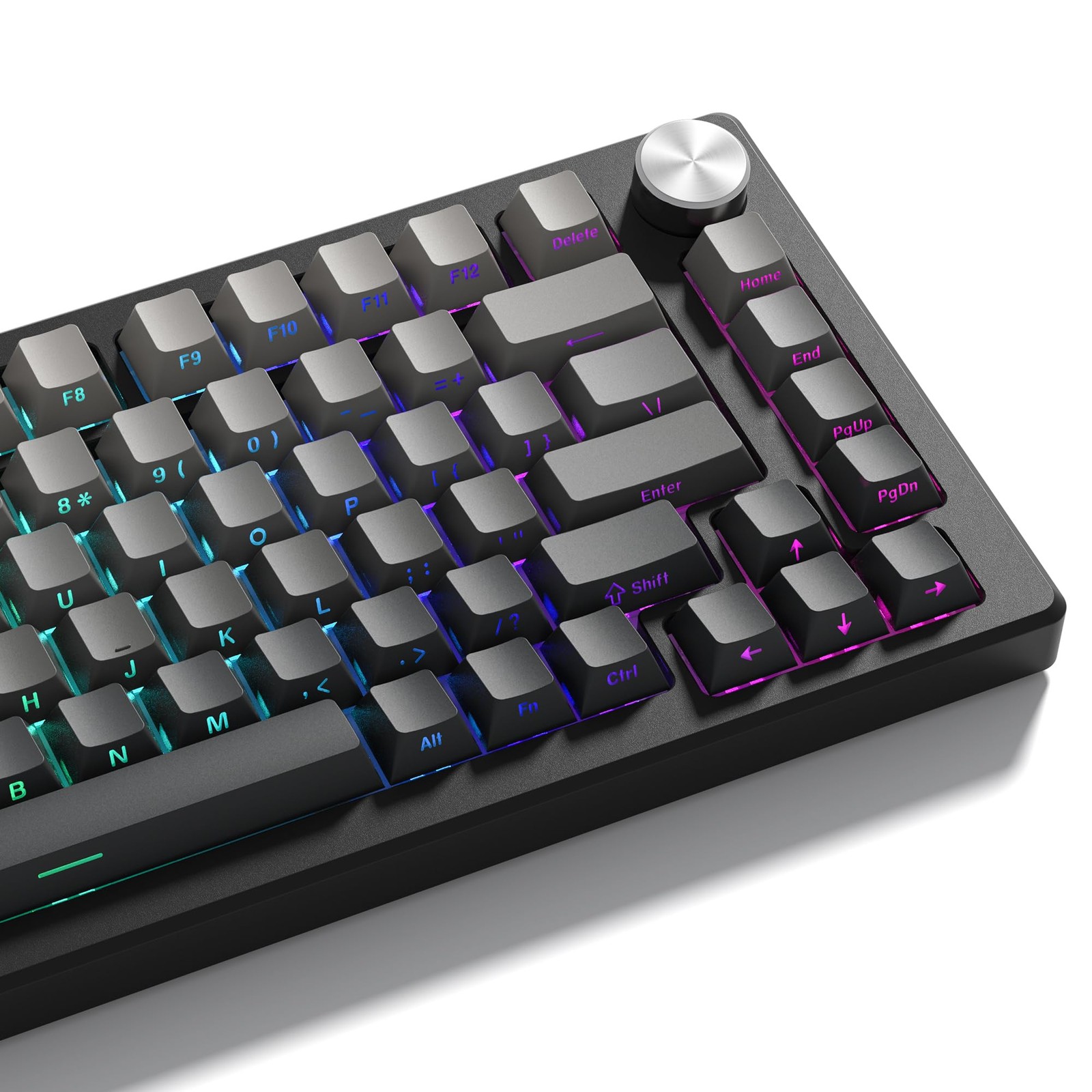 136 PCS Grey Black Keycap Set Gradient Double Shot PBT Shine Through OEM