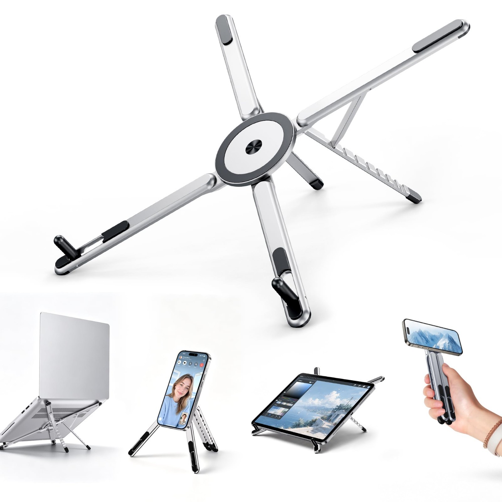 Magnetic Foldable Stand, 8-Level Adjustable Holder for iPhone/MagSafe,Portable