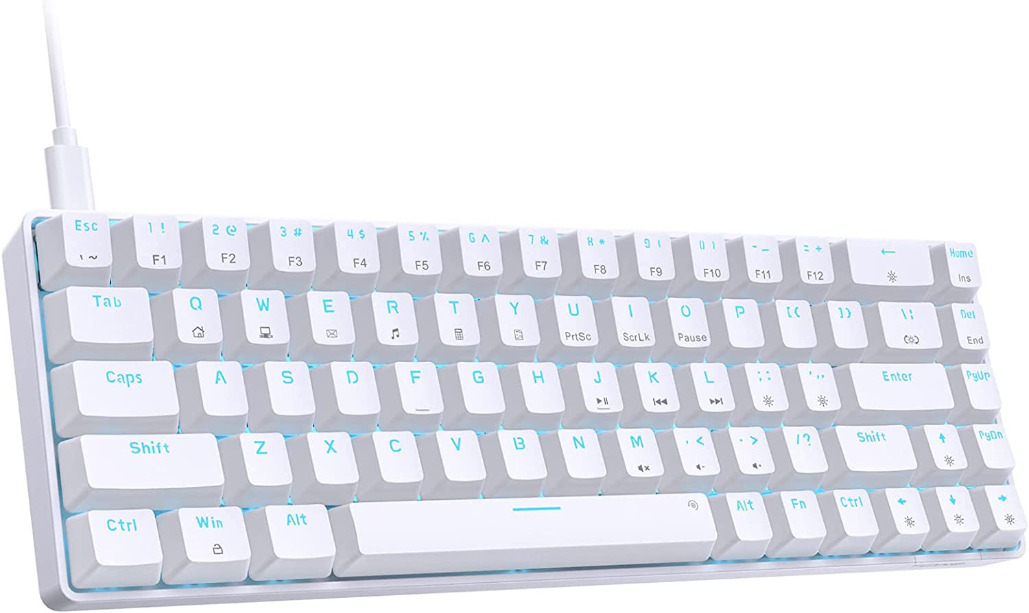 Teclado Gamer T68SE Mecánico 60%, 68 Teclas, Switch Rojo, Blanco