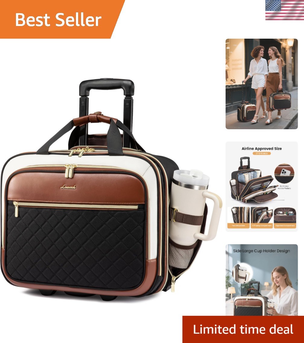 Lightweight 17.3 Inch Women's Rolling Briefcase - Waterproof & Travel-Ready