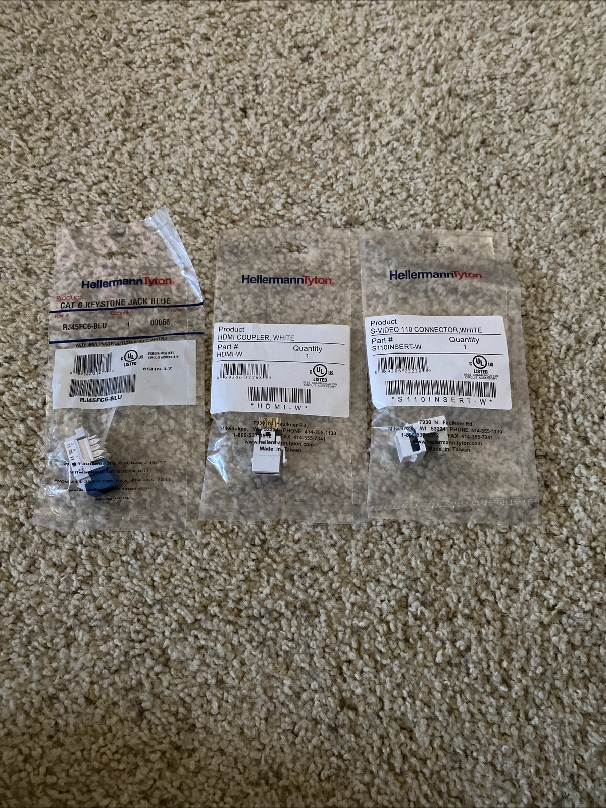 Hellermann Tyton Cat6 Keystone, Jack, Hdmi, Coupler, S Video 110 Connector