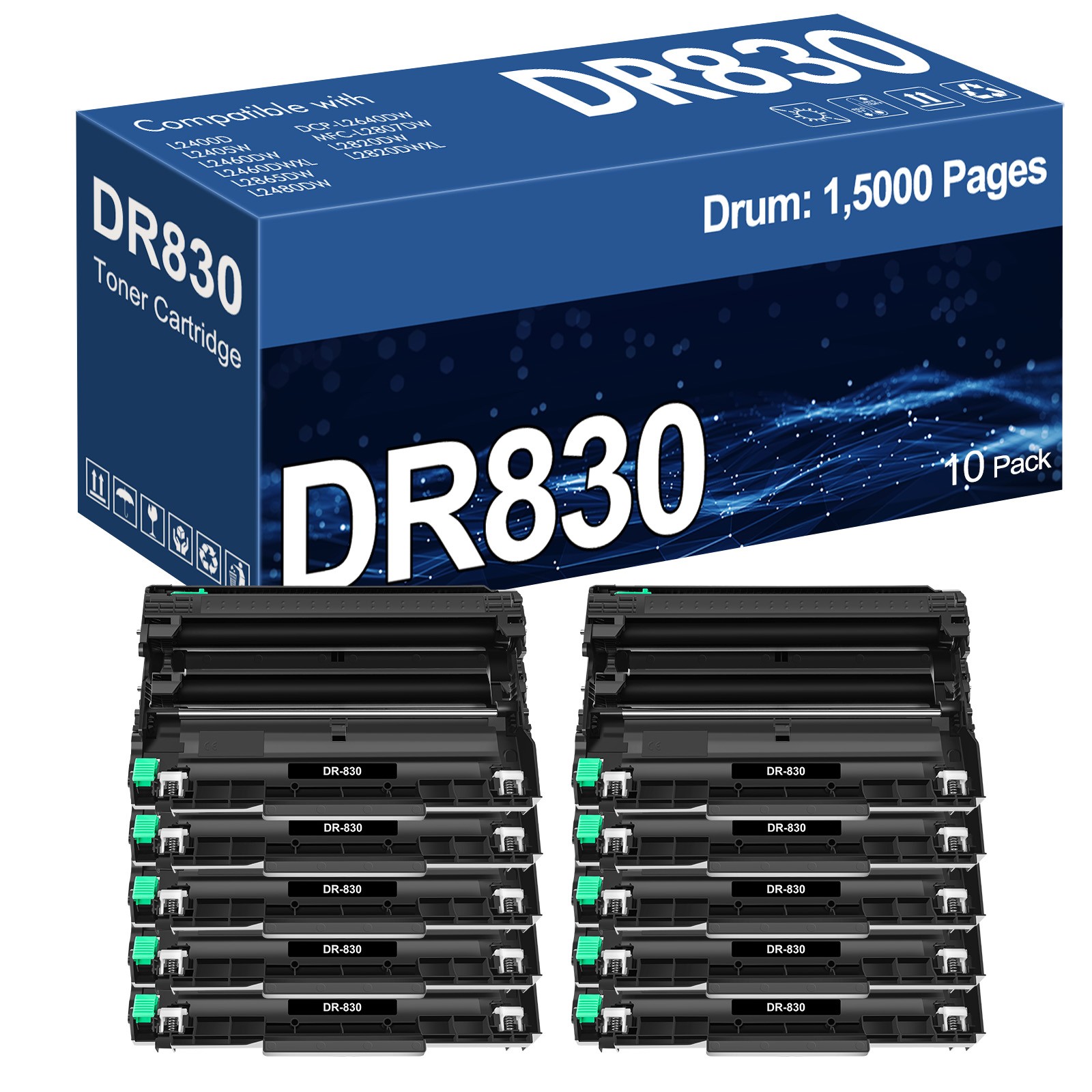 10PK DR830 Drum Unit Replacement for Brother DCP-L2640DW DCP-L2647DW MFC-L2760DW