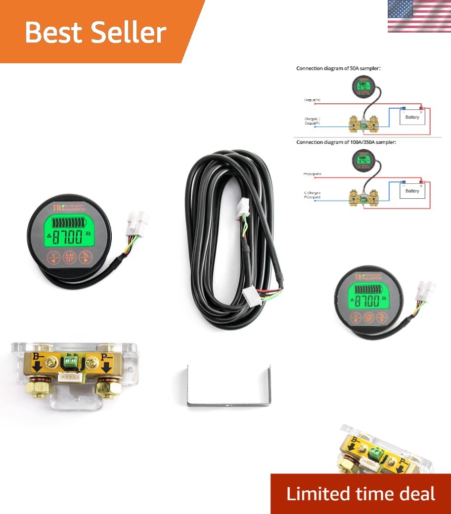 Heavy-Duty Battery Monitor Voltmeter with Built-in Memory & 13ft Custom Cable