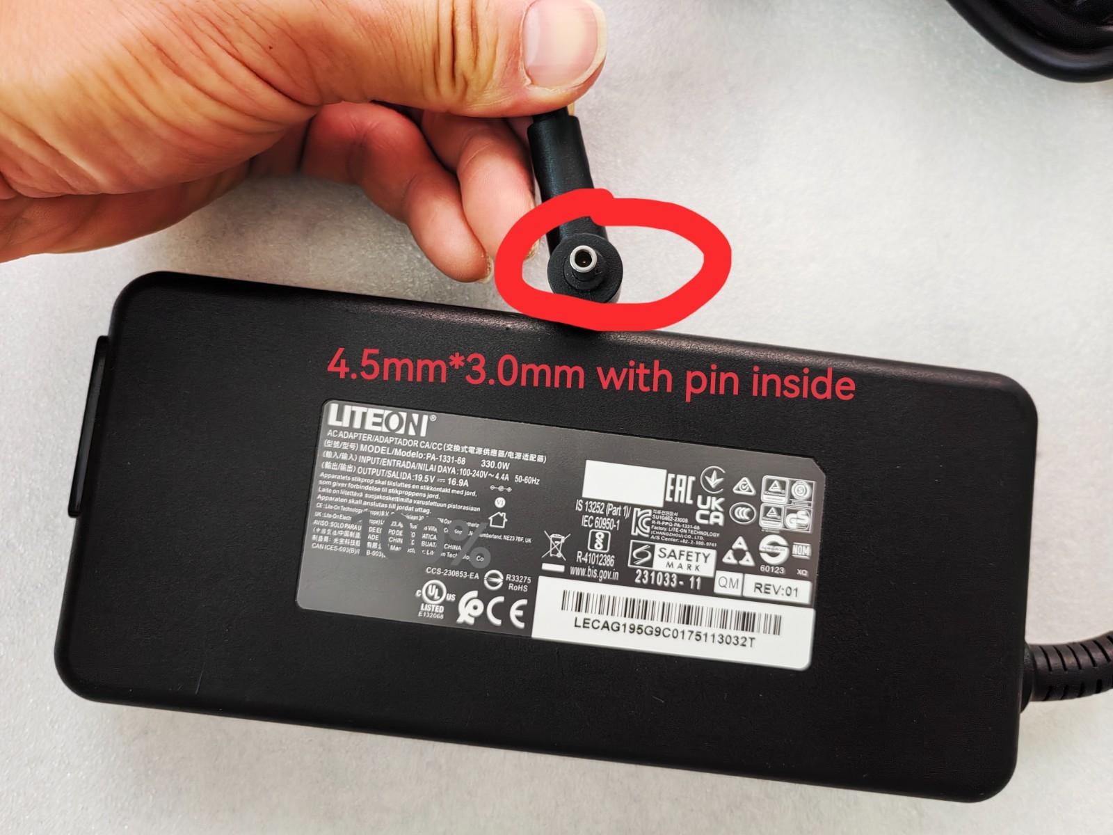 OEM PA-1331-68 LITEON 19.5V 16.9A For 2025 Gaming Laptop 4.5mm 330W Adapter Slim