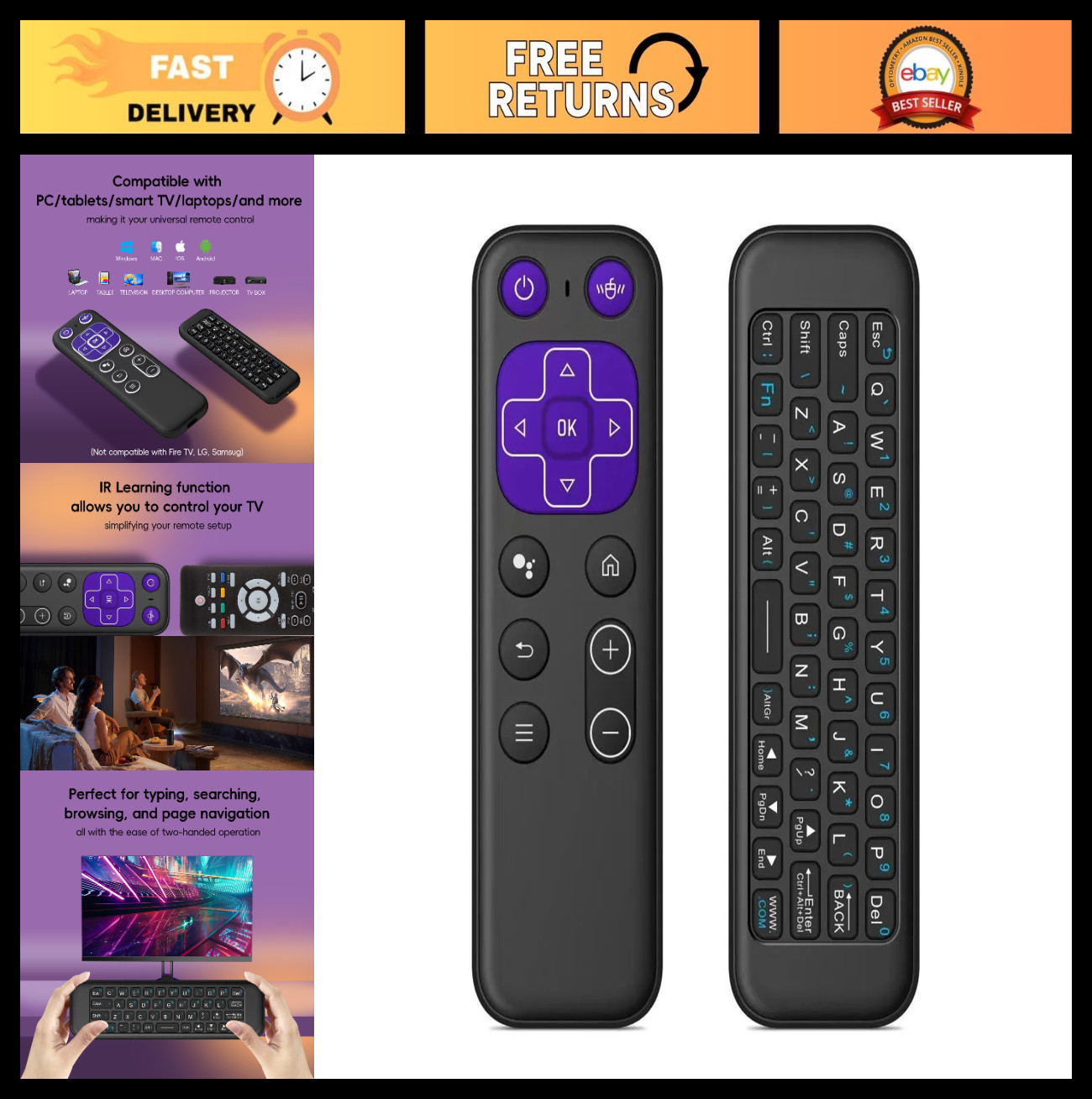Dual-Mode 2.4G Wireless Air Mouse Remote & Bluetooth Keyboard - Smart Control