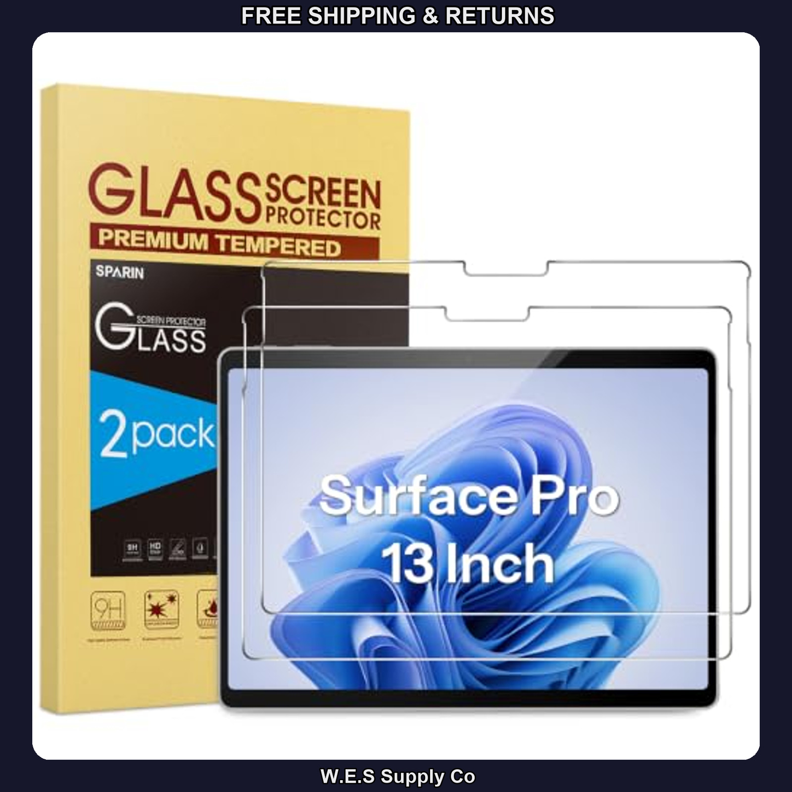 SPARIN Tempered Glass Screen Protector for Microsoft Surface Pro 11/10/9/8/X