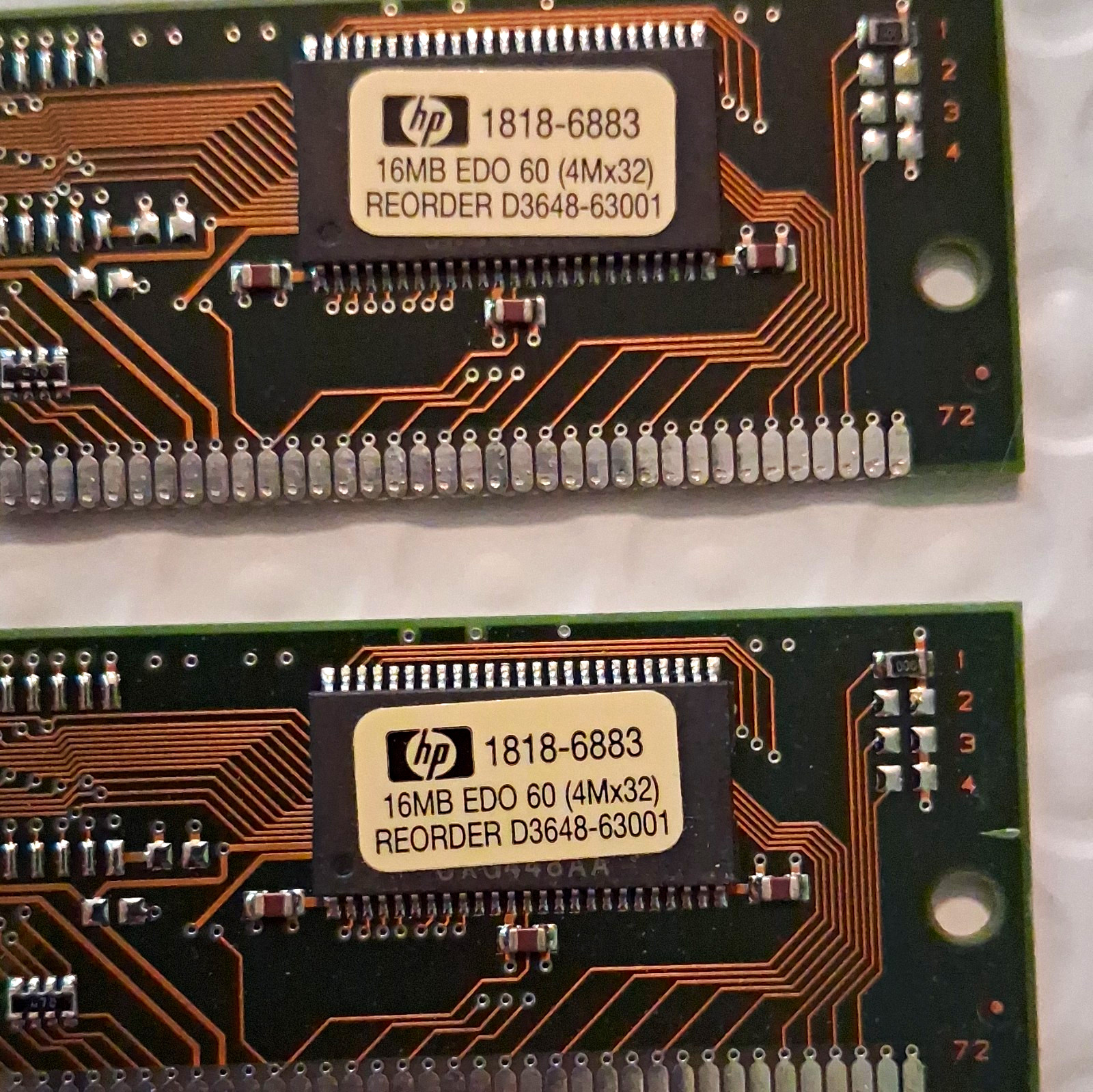 HP 32MB Kit (2x16MB) 72-Pin SIMM EDO DRAM 60 1818-6883 D3648-63001